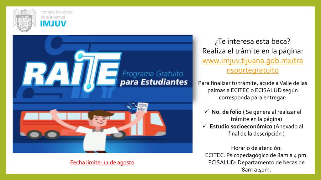 No. de folio ( Se genera al realizar el trámite en la página)