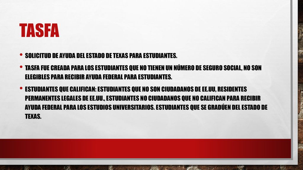 tasfa Solicitud de Ayuda del Estado de Texas para Estudiantes.