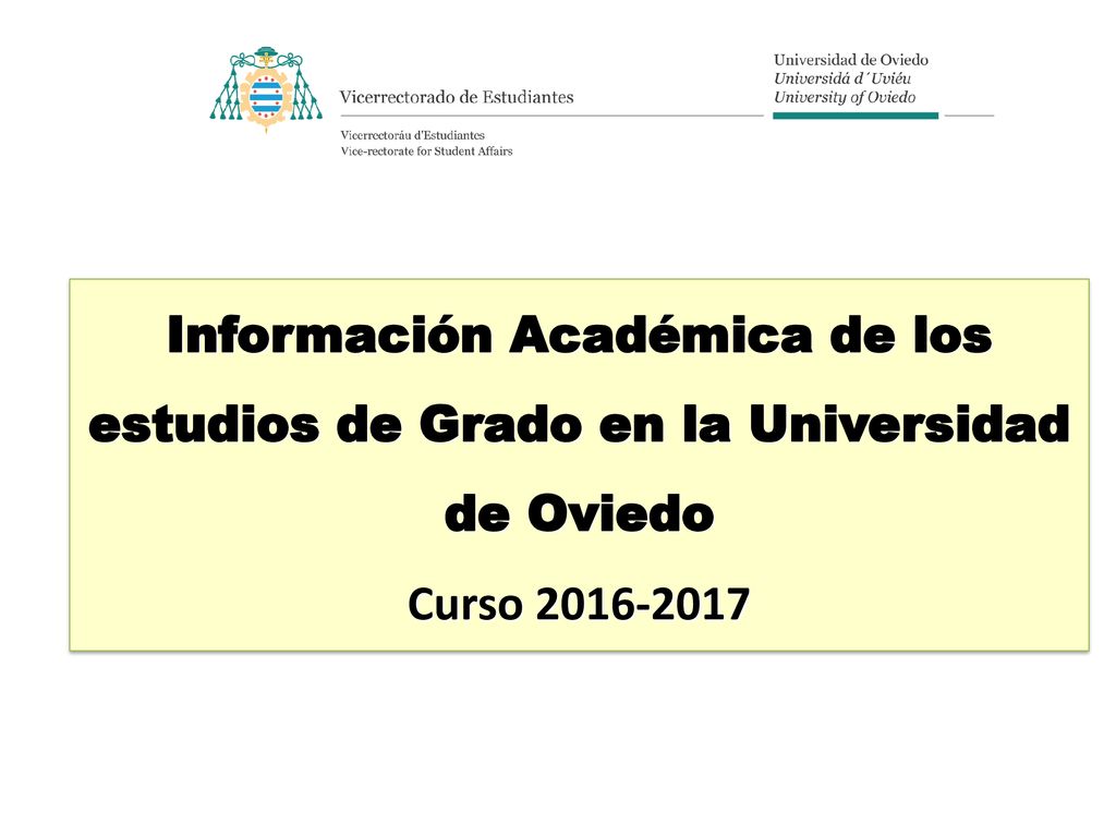 Información Académica de los estudios de Grado en la Universidad de Oviedo