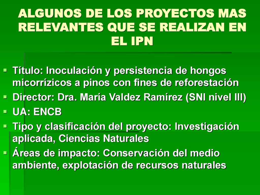 ALGUNOS DE LOS PROYECTOS MAS RELEVANTES QUE SE REALIZAN EN EL IPN