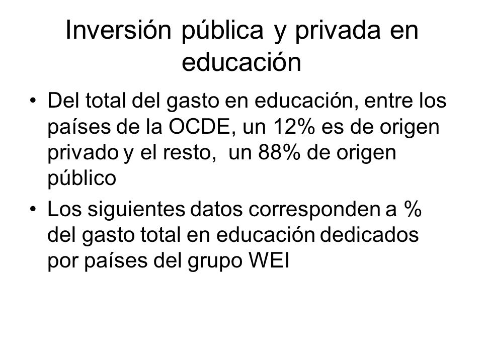 Inversión pública y privada en educación