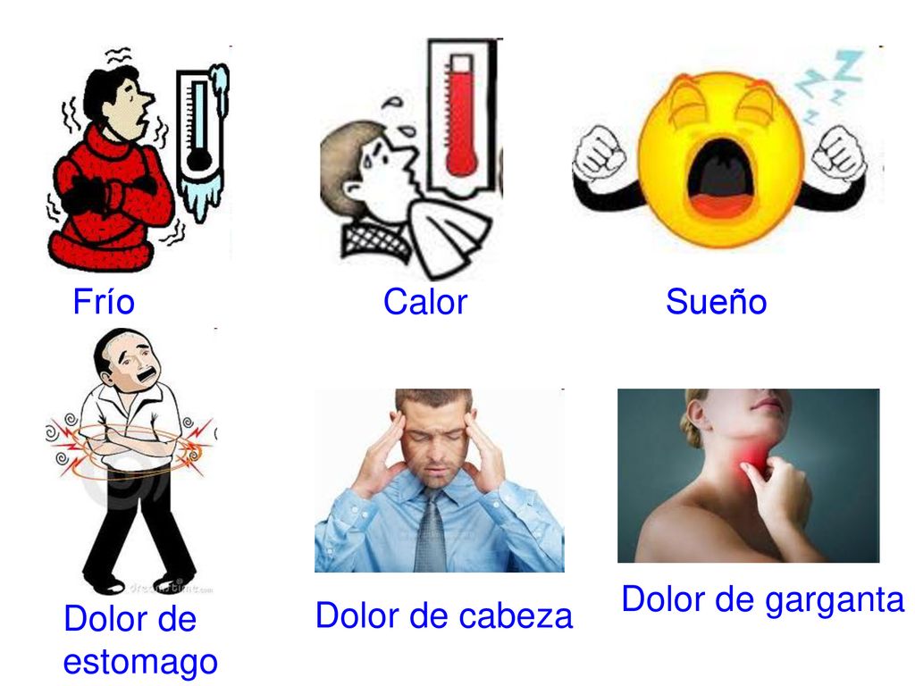 Frío Calor Sueño Dolor de garganta Dolor de estomago Dolor de cabeza