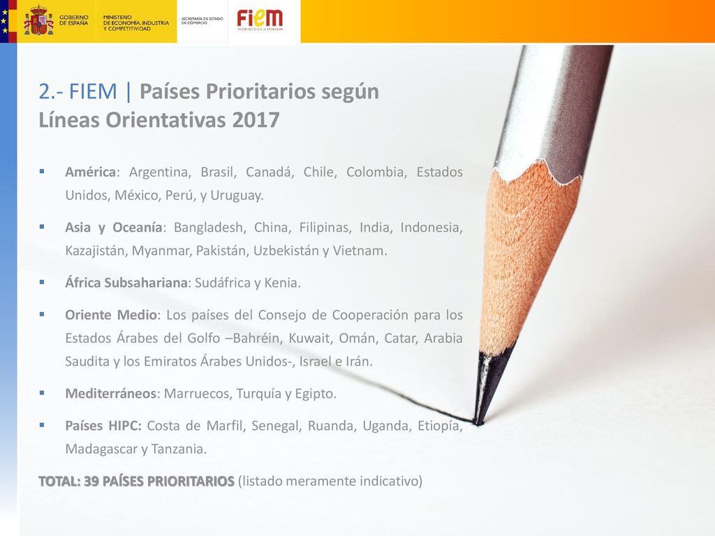 2.- FIEM | Países Prioritarios según Líneas Orientativas 2017