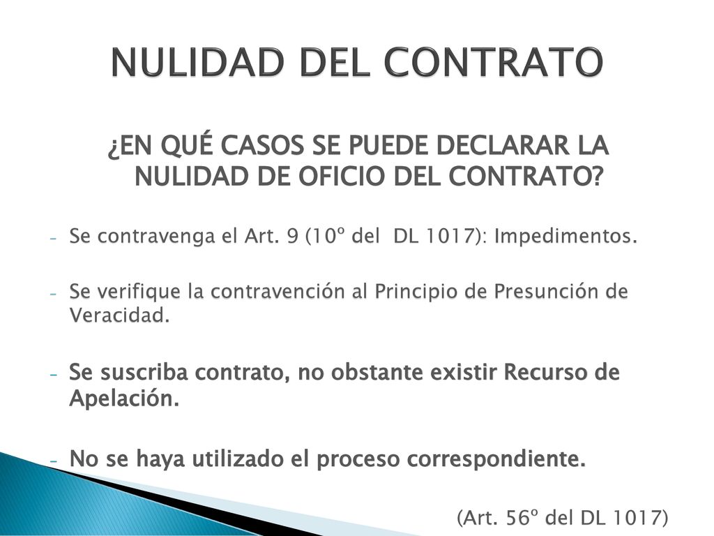 ¿EN QUÉ CASOS SE PUEDE DECLARAR LA NULIDAD DE OFICIO DEL CONTRATO