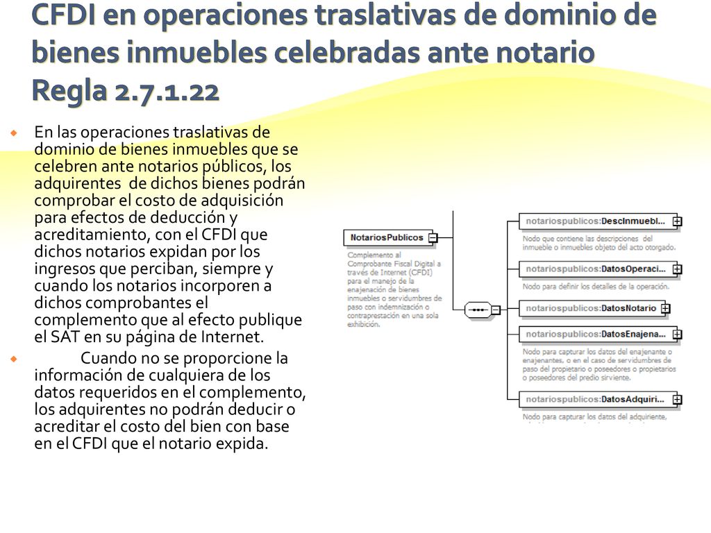 CFDI en operaciones traslativas de dominio de bienes inmuebles celebradas ante notario Regla