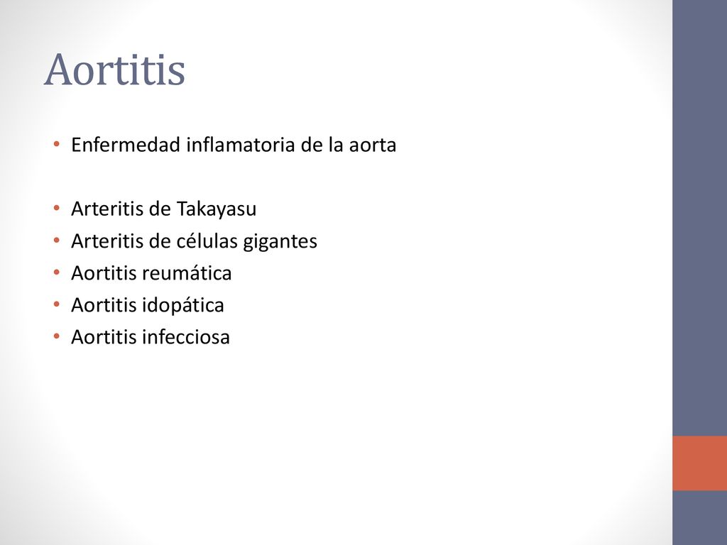 Aortitis Enfermedad inflamatoria de la aorta Arteritis de Takayasu