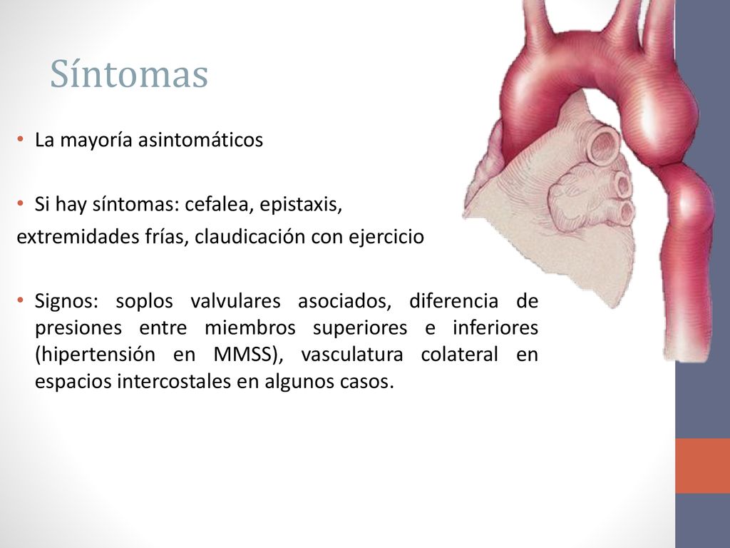 Síntomas La mayoría asintomáticos Si hay síntomas: cefalea, epistaxis,