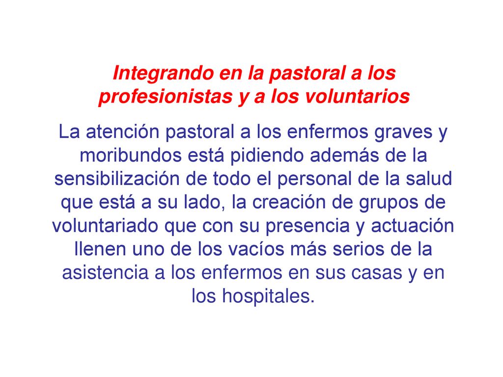 Integrando en la pastoral a los profesionistas y a los voluntarios