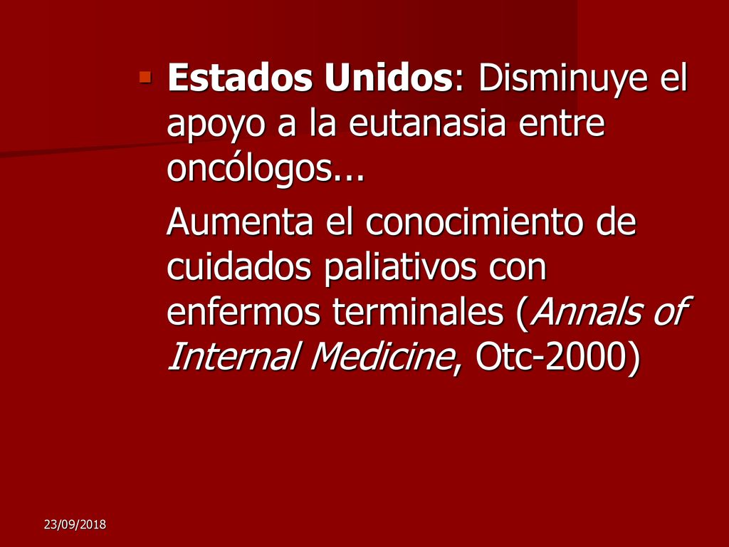 Estados Unidos: Disminuye el apoyo a la eutanasia entre oncólogos...