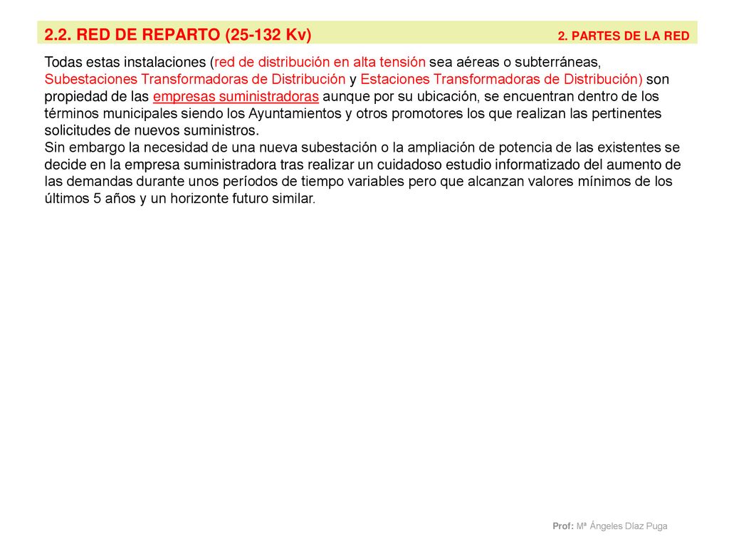 2.2. RED DE REPARTO ( Kv) 2. PARTES DE LA RED