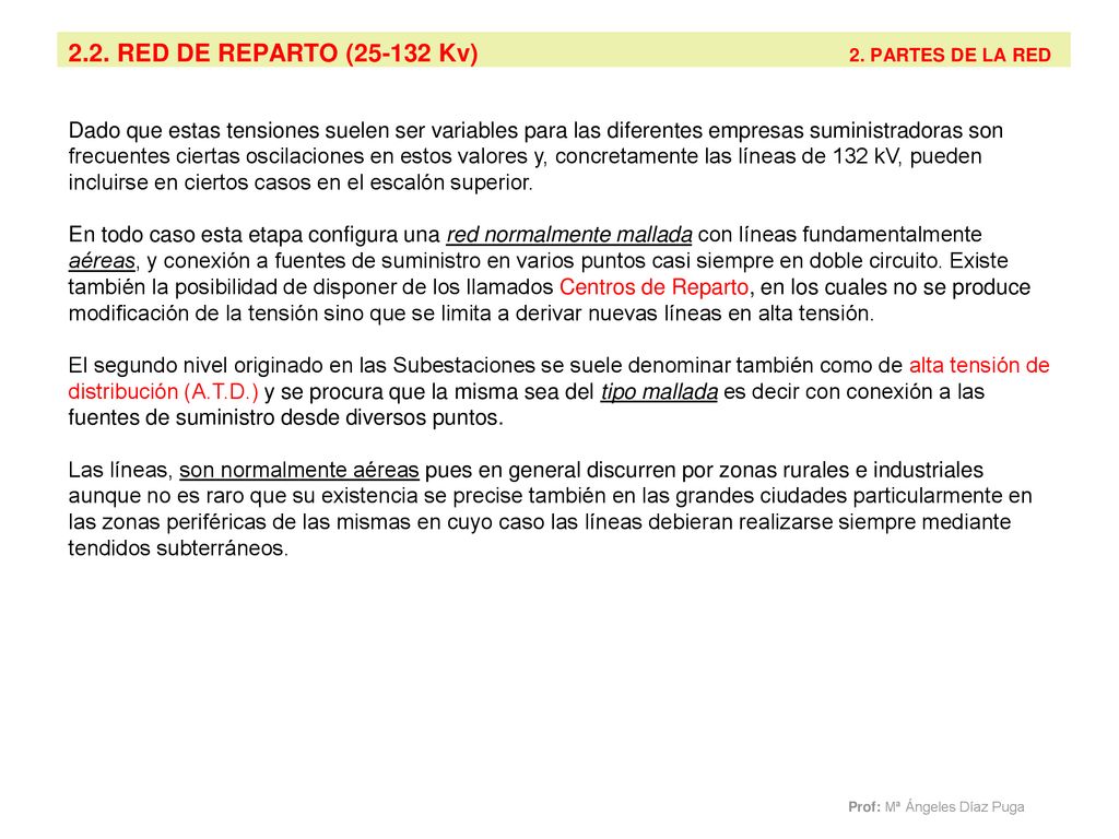 2.2. RED DE REPARTO ( Kv) 2. PARTES DE LA RED