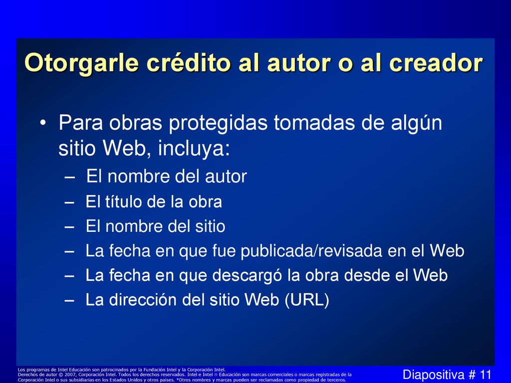 Otorgarle crédito al autor o al creador