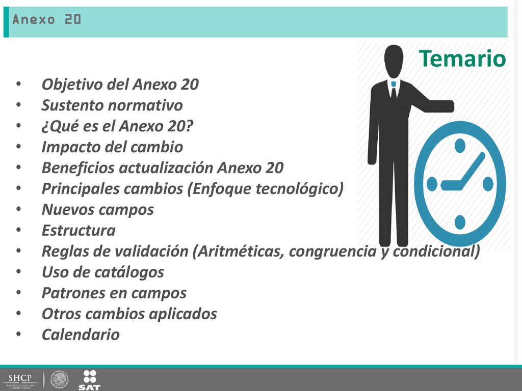 Temario Objetivo del Anexo 20 Sustento normativo ¿Qué es el Anexo 20