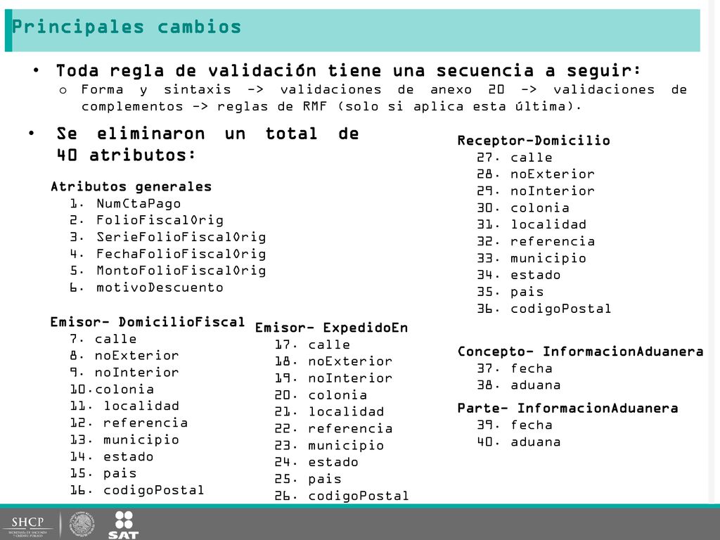Principales cambios Toda regla de validación tiene una secuencia a seguir: