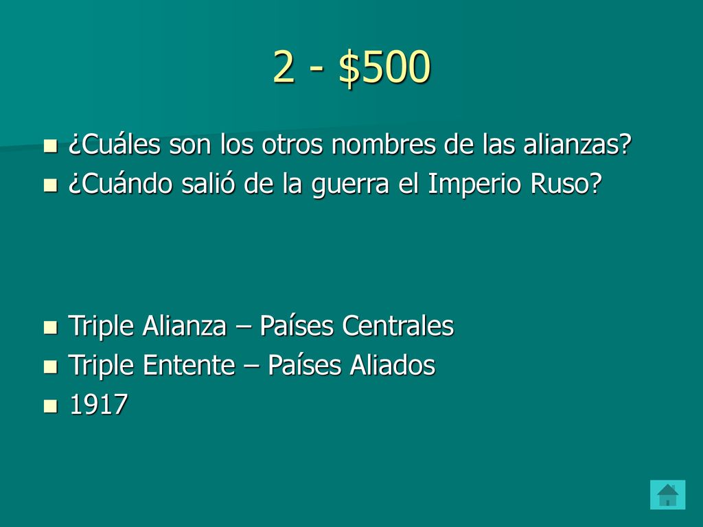 2 - $500 ¿Cuáles son los otros nombres de las alianzas