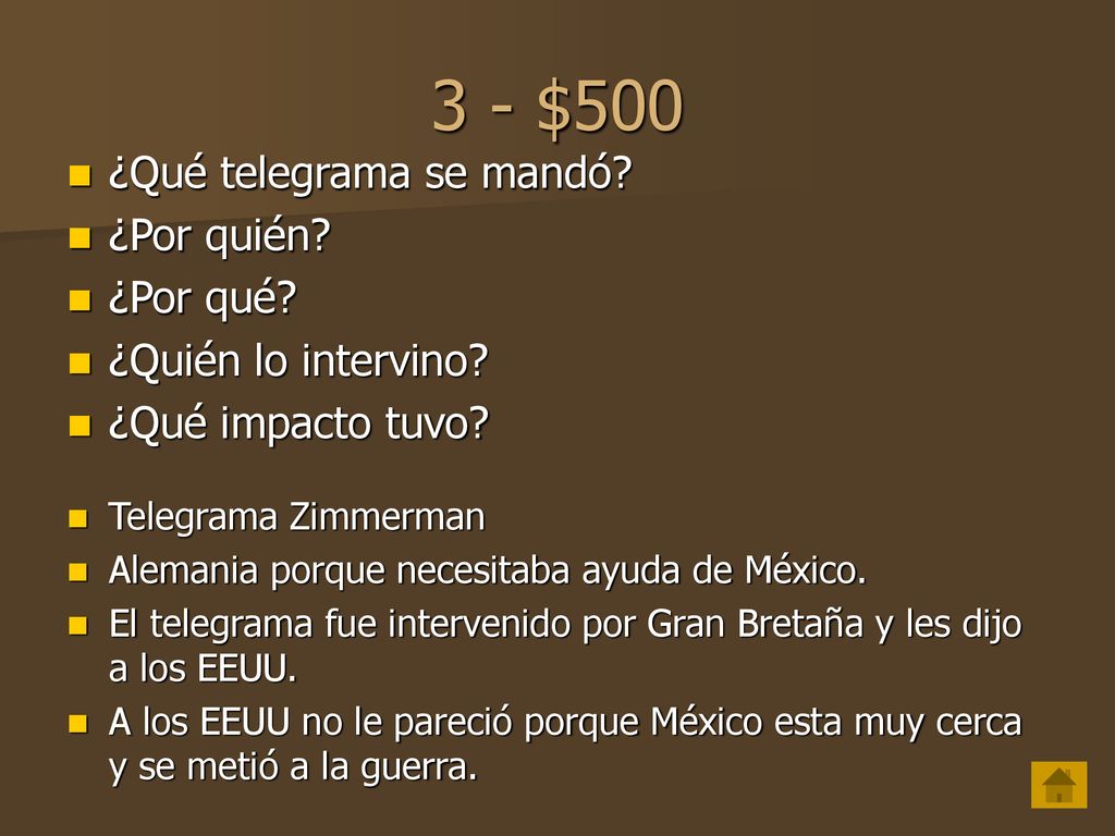 3 - $500 ¿Qué telegrama se mandó ¿Por quién ¿Por qué