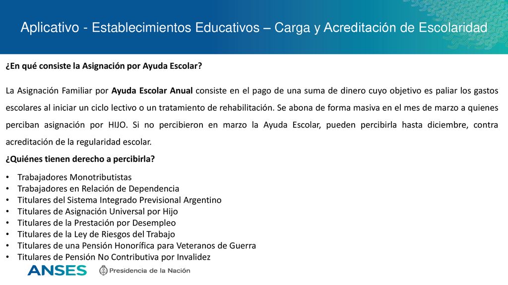 Aplicativo - Establecimientos Educativos – Carga y Acreditación de Escolaridad