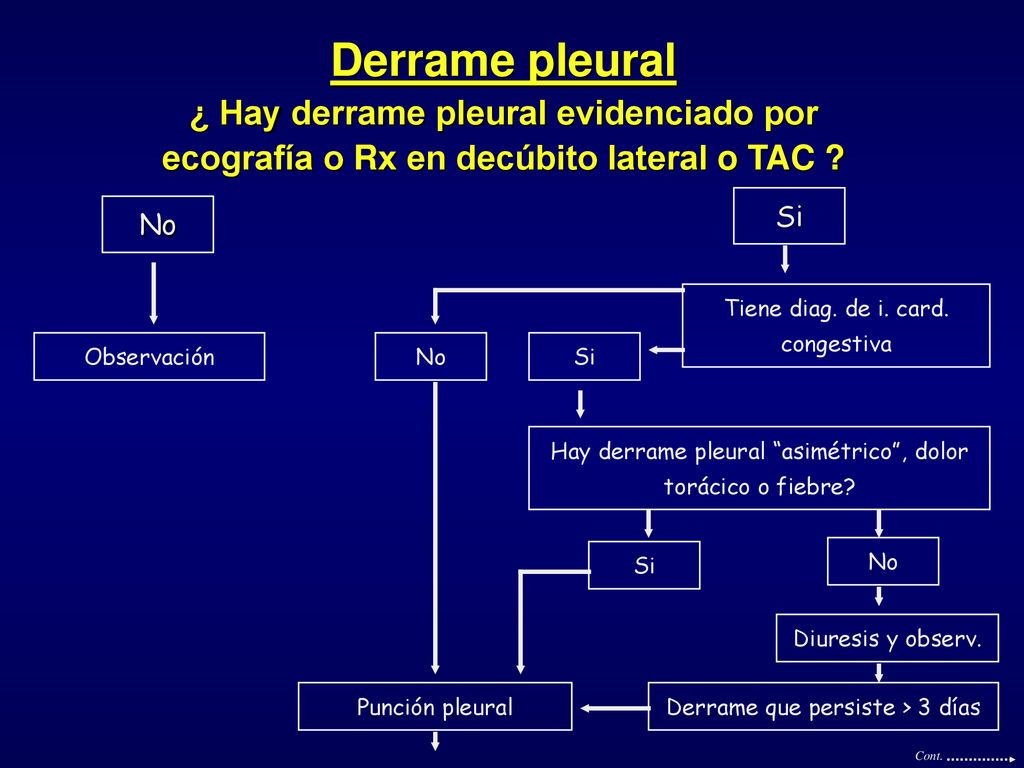 Derrame pleural ¿ Hay derrame pleural evidenciado por ecografía o Rx en decúbito lateral o TAC No.