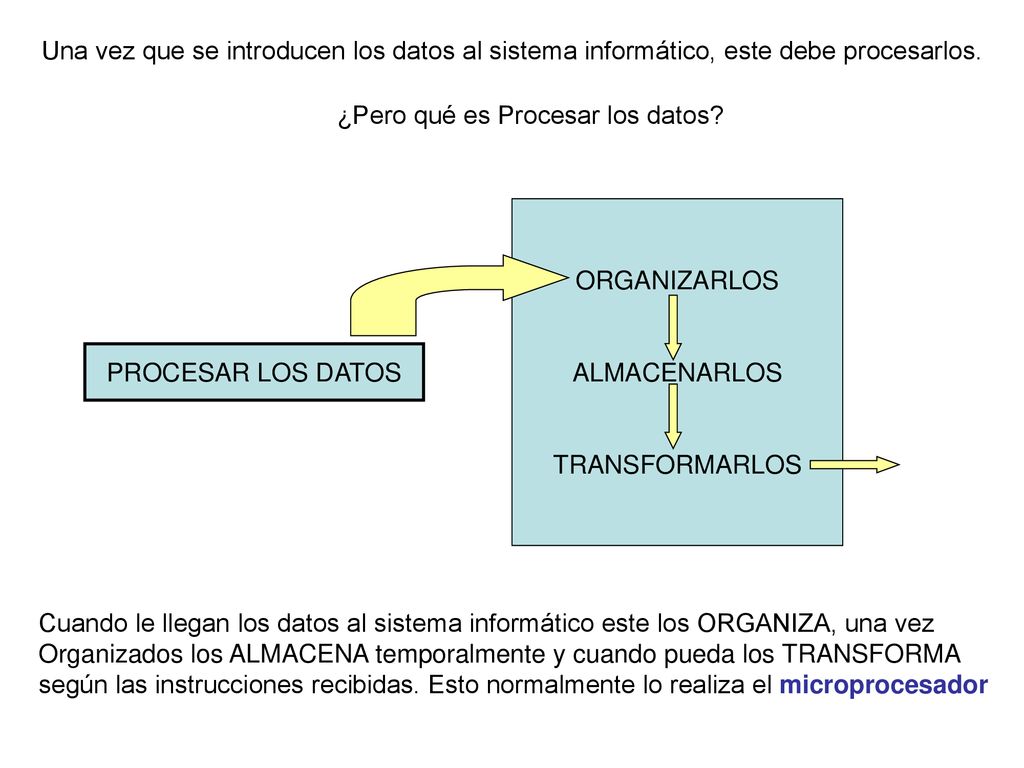 Una vez que se introducen los datos al sistema informático, este debe procesarlos.