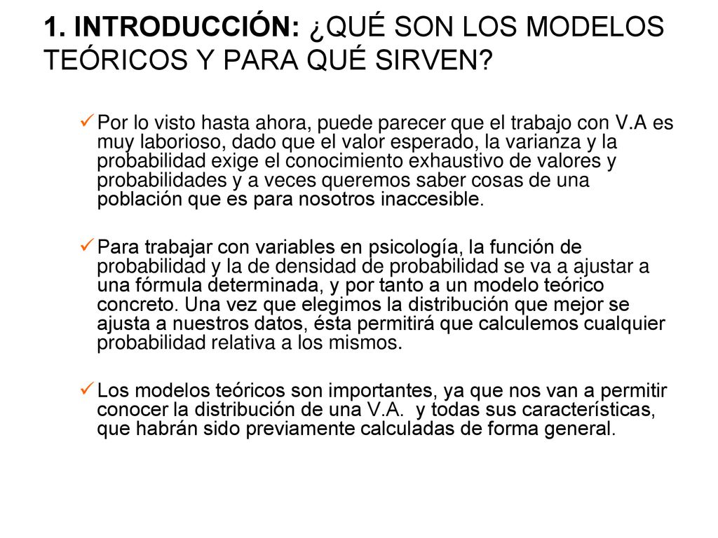 1. INTRODUCCIÓN: ¿QUÉ SON LOS MODELOS TEÓRICOS Y PARA QUÉ SIRVEN? - ppt  descargar