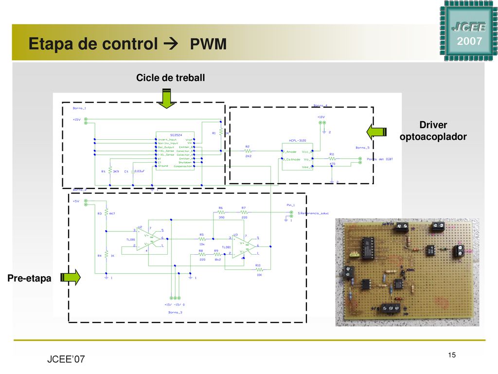 Etapa de control  PWM Cicle de treball Driver optoacoplador Pre-etapa