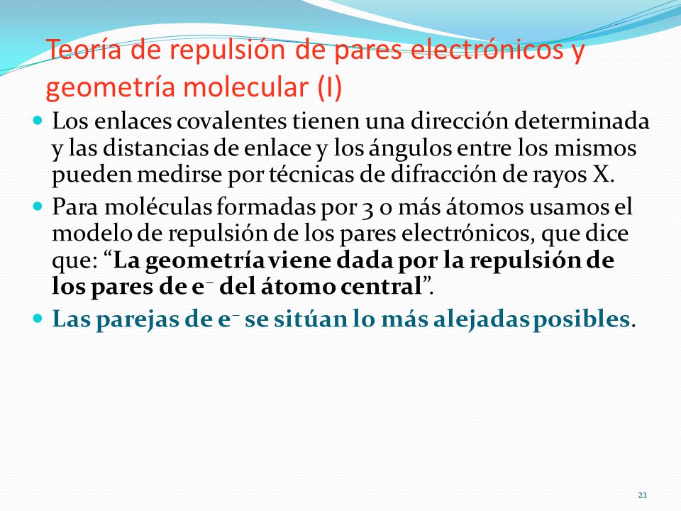 Teoría de repulsión de pares electrónicos y geometría molecular (I)