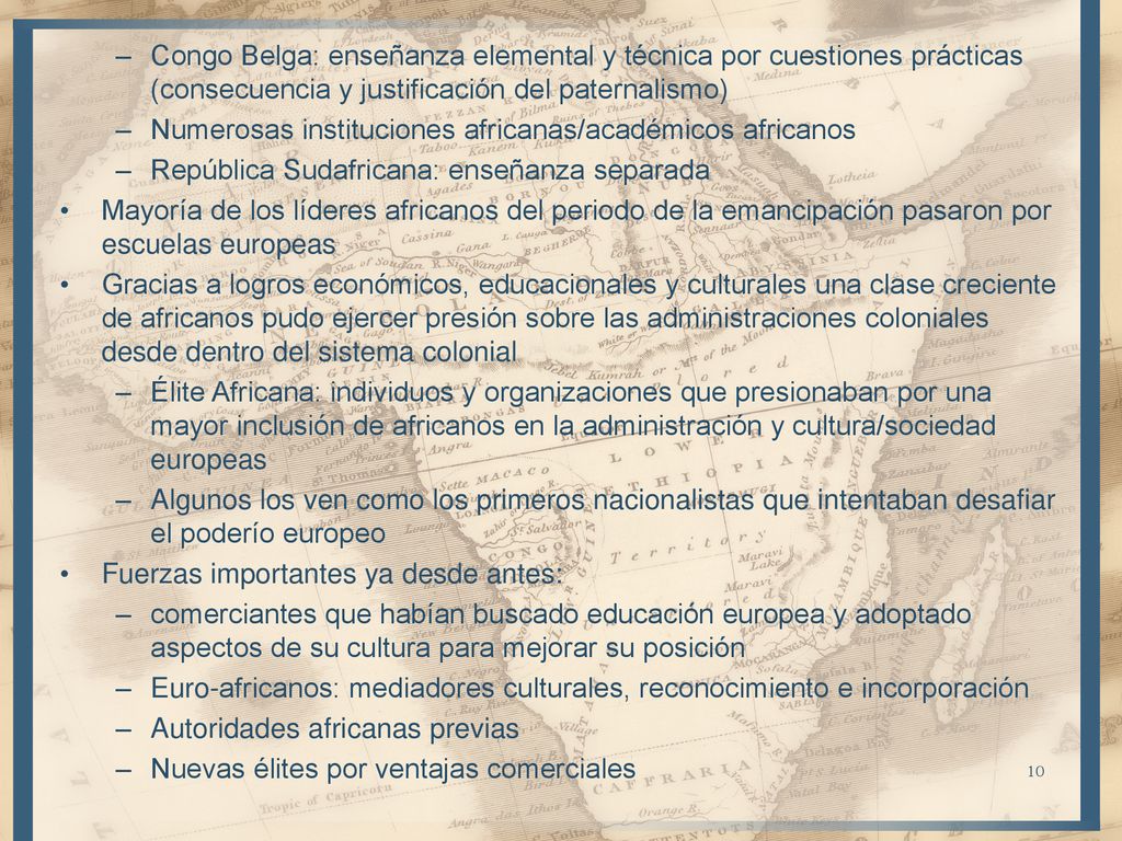 Congo Belga: enseñanza elemental y técnica por cuestiones prácticas (consecuencia y justificación del paternalismo)