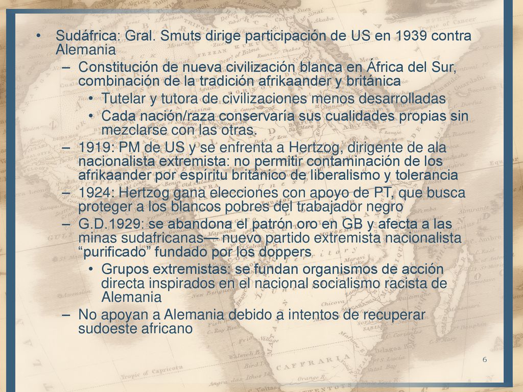 Sudáfrica: Gral. Smuts dirige participación de US en 1939 contra Alemania