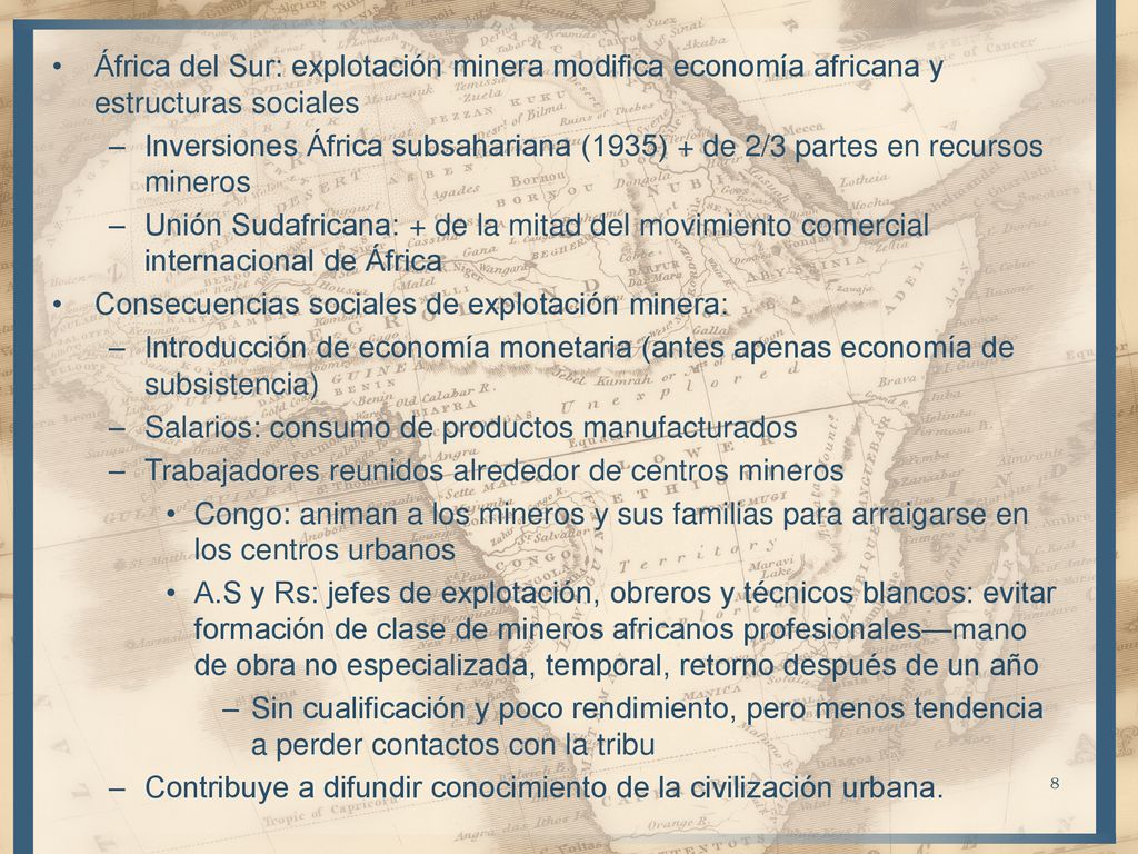 África del Sur: explotación minera modifica economía africana y estructuras sociales