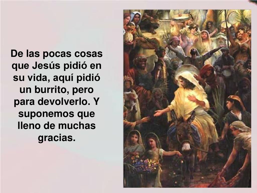 De las pocas cosas que Jesús pidió en su vida, aquí pidió un burrito, pero para devolverlo.