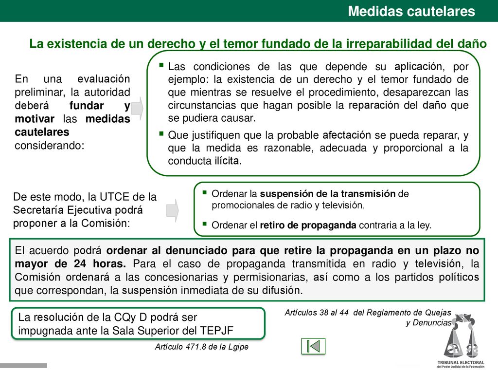 Medidas cautelares La existencia de un derecho y el temor fundado de la irreparabilidad del daño.