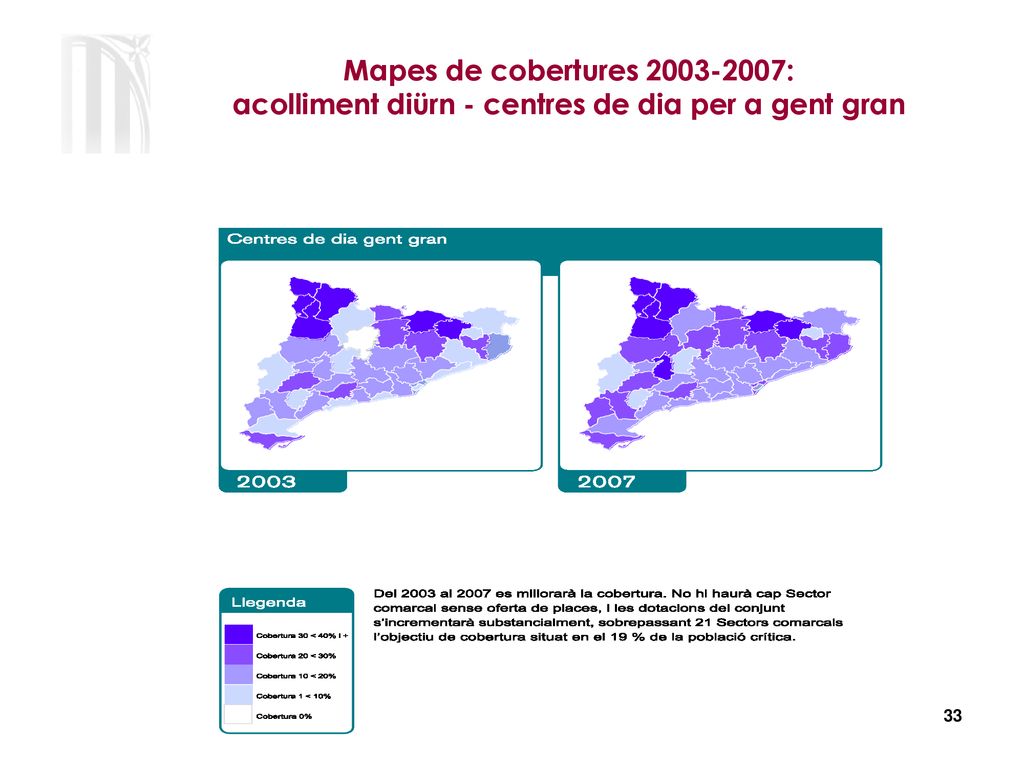 Mapes de cobertures : acolliment diürn - centres de dia per a gent gran