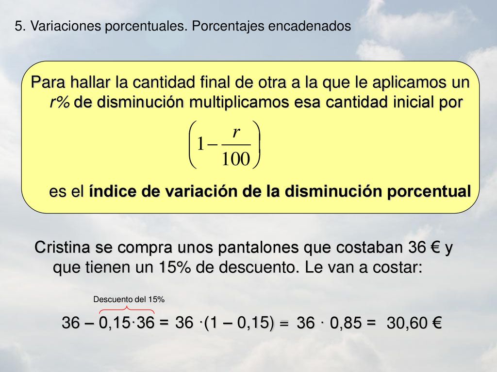 es el índice de variación de la disminución porcentual