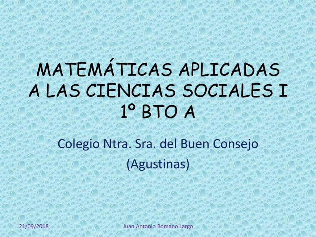 MATEMÁTICAS APLICADAS A LAS CIENCIAS SOCIALES I 1º BTO A