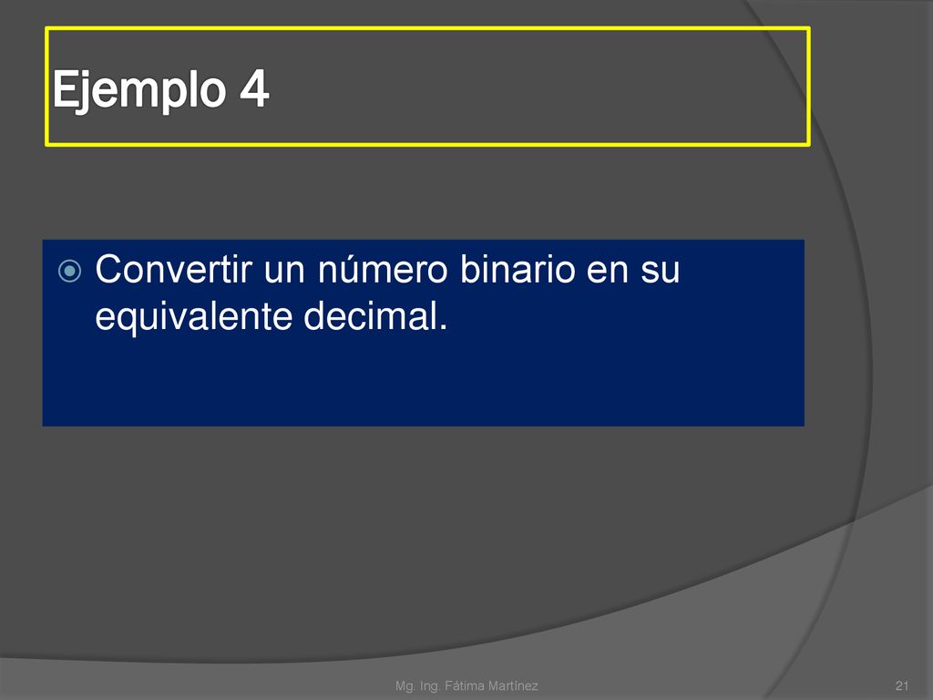Ejemplo 4 Convertir un número binario en su equivalente decimal.