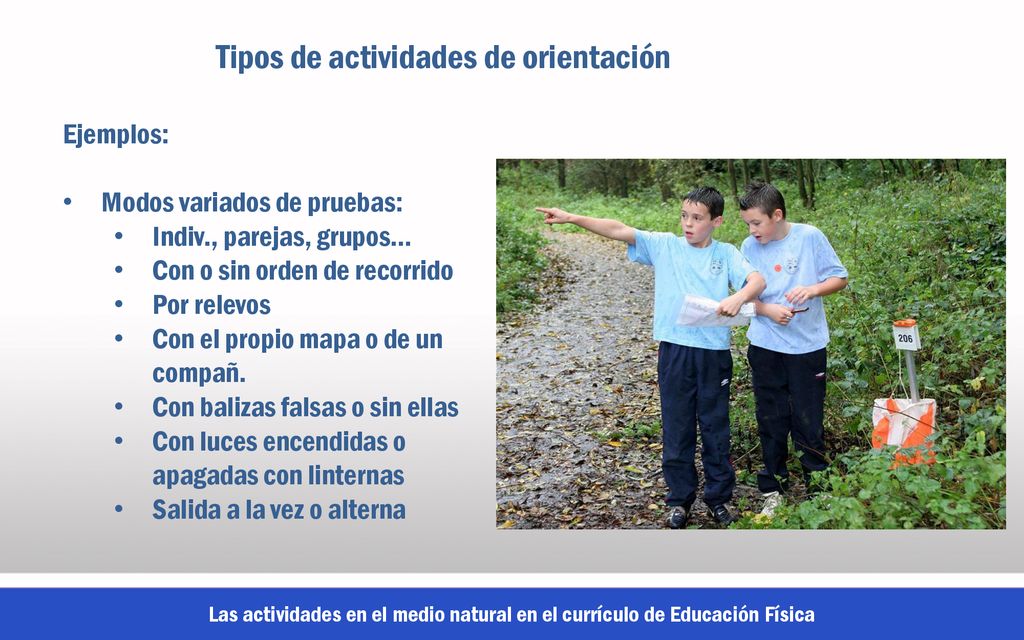 Tipos de actividades de orientación