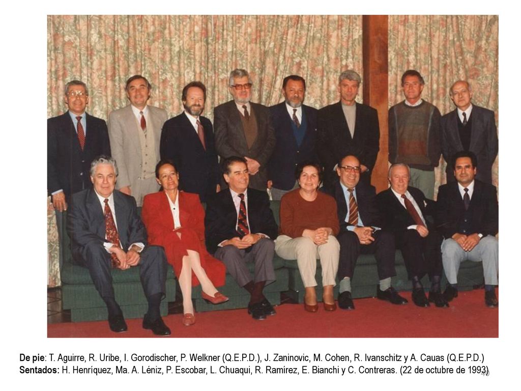 De pie: T. Aguirre, R. Uribe, I. Gorodischer, P. Welkner (Q. E. P. D