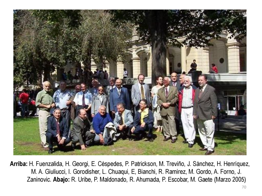 Arriba: H. Fuenzalida, H. Georgi, E. Céspedes, P. Patrickson, M