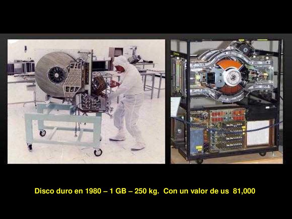 Disco duro en 1980 – 1 GB – 250 kg. Con un valor de us 81,000