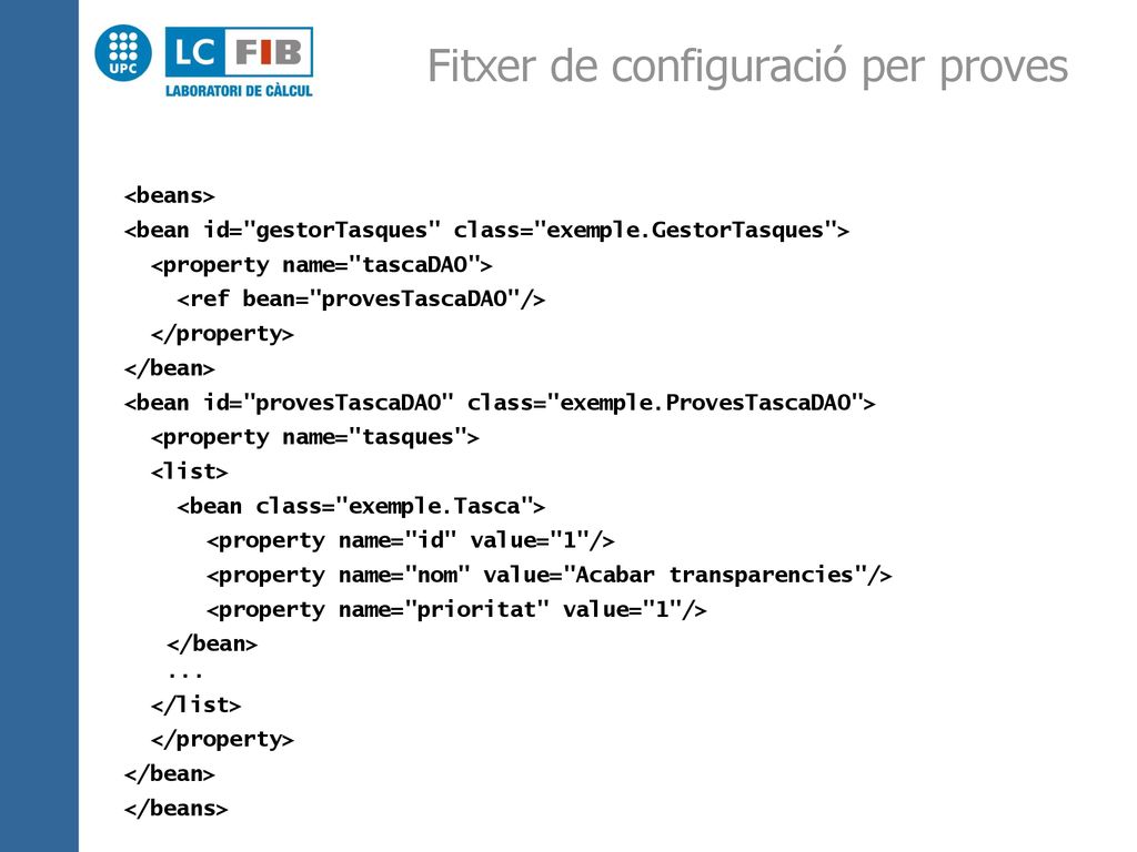 Fitxer de configuració per proves