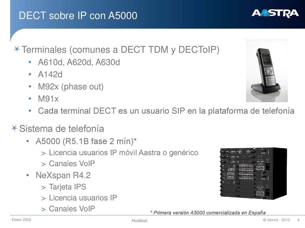 DECT sobre IP con A5000 Terminales (comunes a DECT TDM y DECToIP)