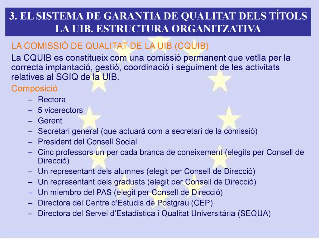 3. EL SISTEMA DE GARANTIA DE QUALITAT DELS TÍTOLS LA UIB