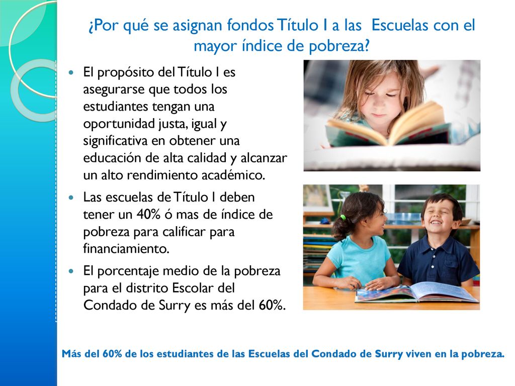 ¿Por qué se asignan fondos Título I a las Escuelas con el mayor índice de pobreza