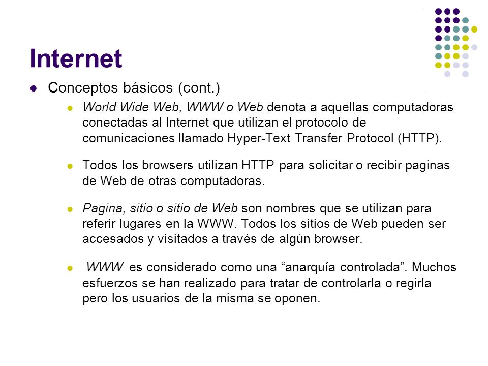 Internet Conceptos básicos (cont.)