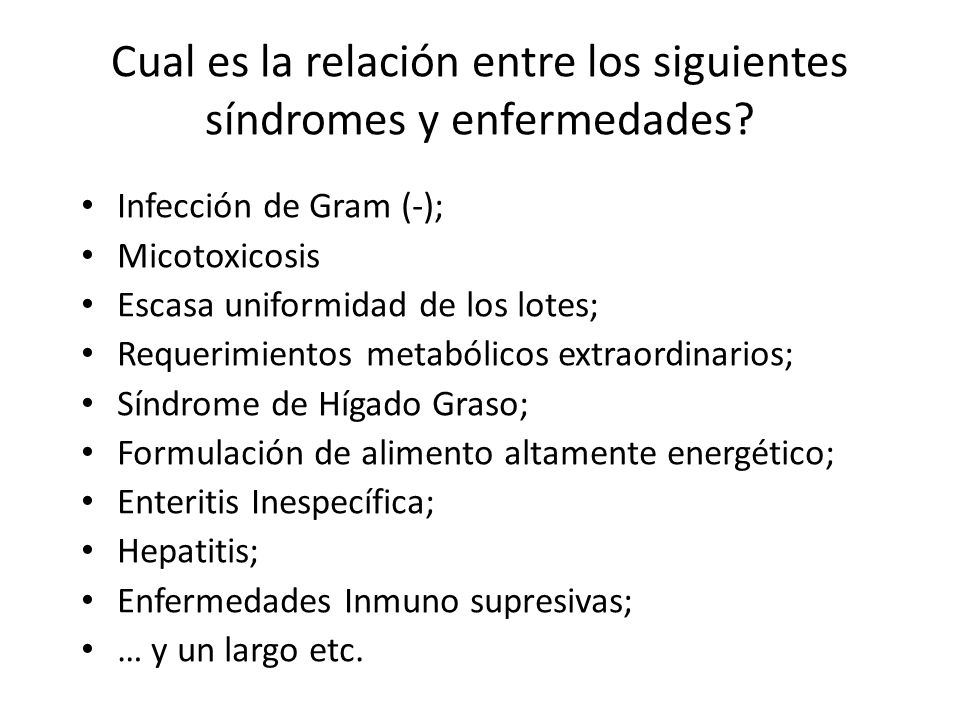 Cual es la relación entre los siguientes síndromes y enfermedades