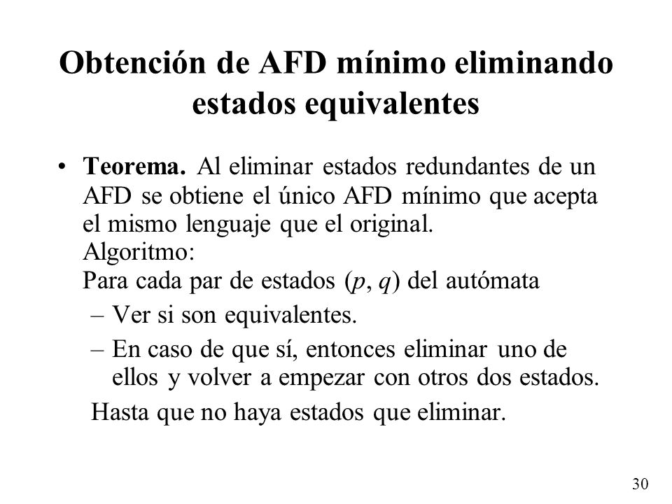 Obtención de AFD mínimo eliminando estados equivalentes