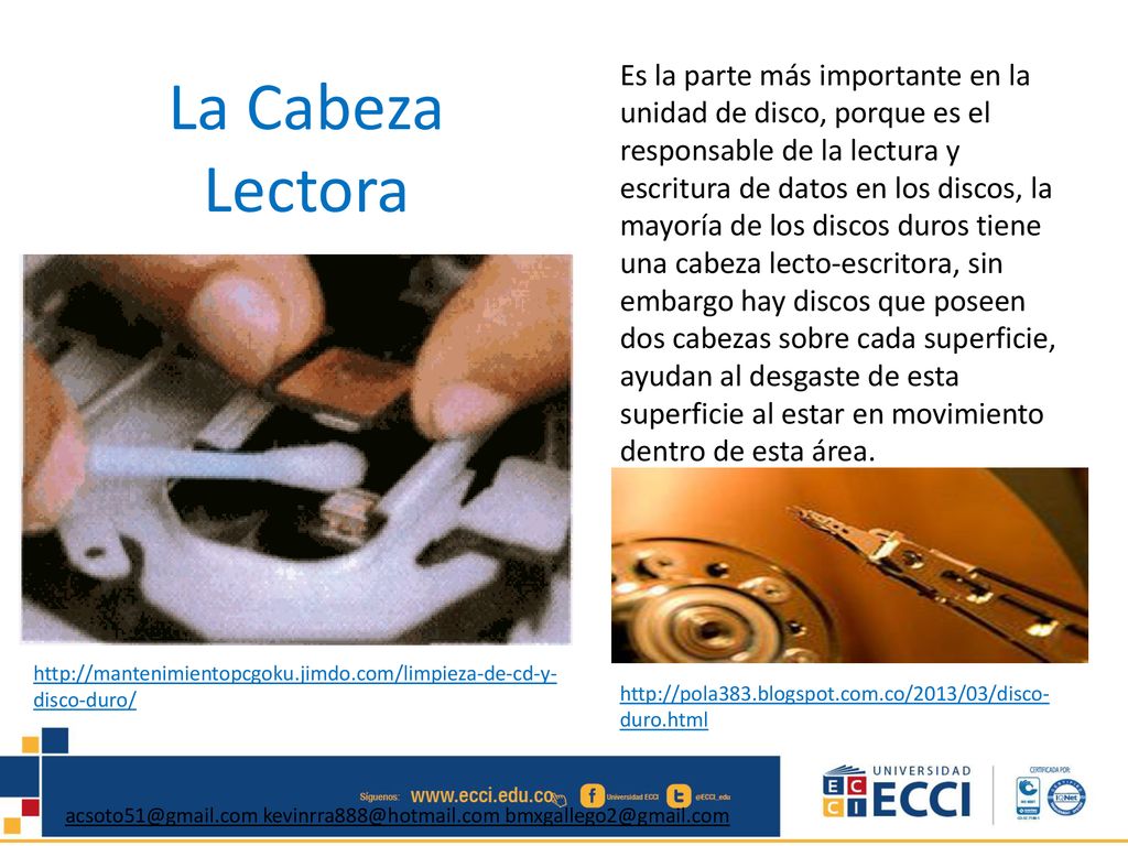 Es la parte más importante en la unidad de disco, porque es el responsable de la lectura y escritura de datos en los discos, la mayoría de los discos duros tiene una cabeza lecto-escritora, sin embargo hay discos que poseen dos cabezas sobre cada superficie, ayudan al desgaste de esta superficie al estar en movimiento dentro de esta área.