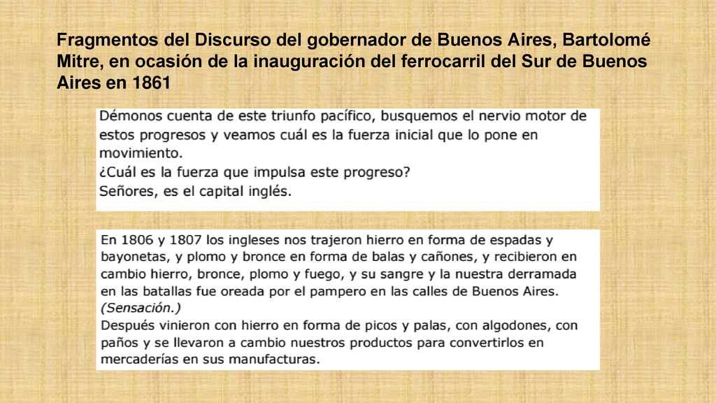 Fragmentos del Discurso del gobernador de Buenos Aires, Bartolomé Mitre, en ocasión de la inauguración del ferrocarril del Sur de Buenos Aires en 1861
