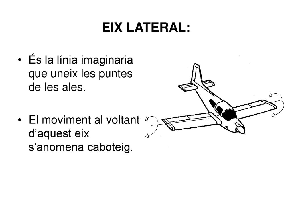 EIX LATERAL: És la línia imaginaria que uneix les puntes de les ales.