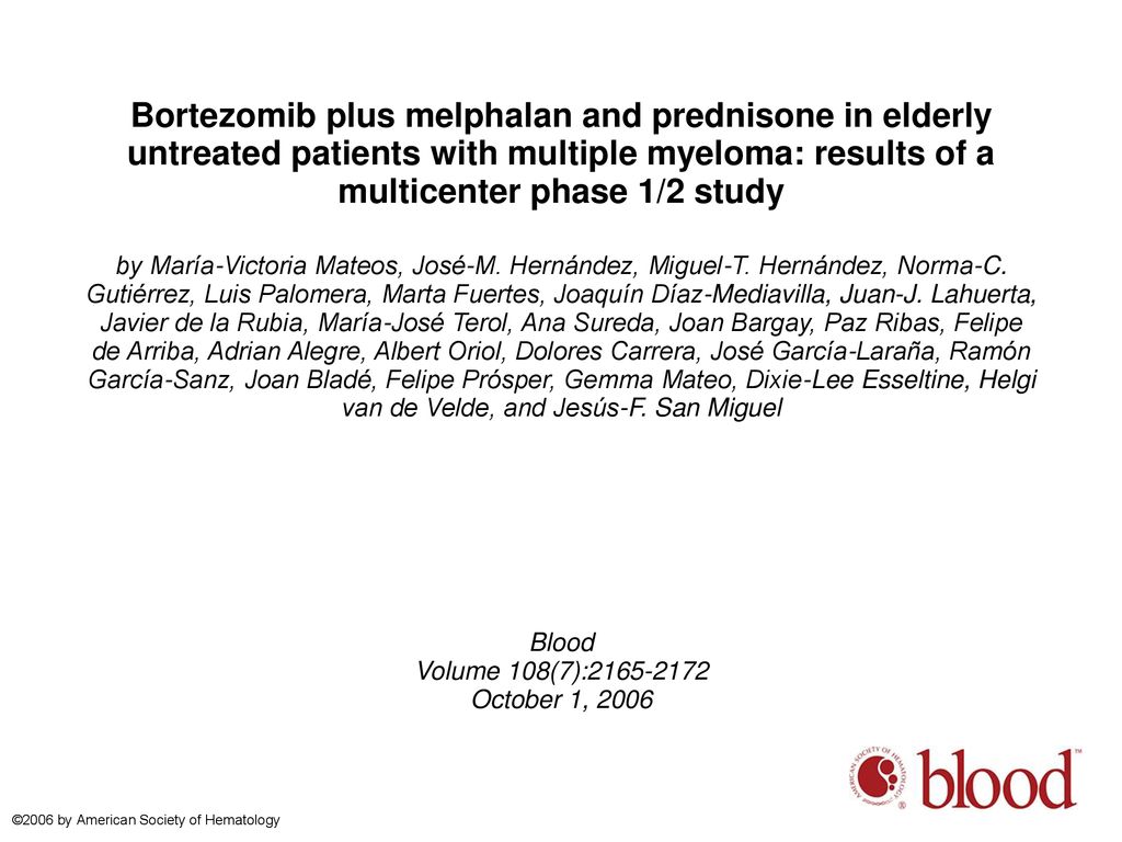 Bortezomib plus melphalan and prednisone in elderly untreated patients with multiple myeloma: results of a multicenter phase 1/2 study